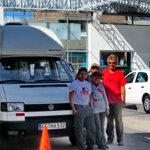 Three people of the team Volkswagen Global Motors del Sur S.A.C. in Ayacucho
